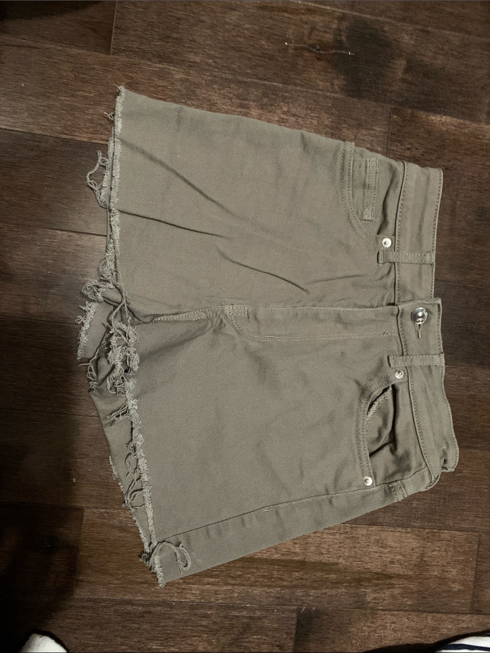 Olive green high-rise Jean/denim shorts